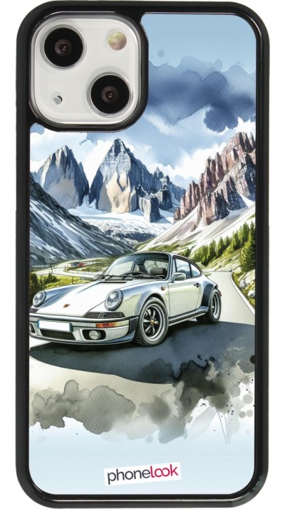 Coque iPhone 13 mini - Porsche 911 Mountain Watercolor