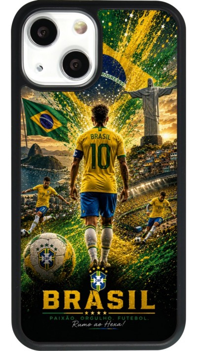 iPhone 13 mini Case Hülle - Silikon schwarz Fussball Brasilien splash 2026
