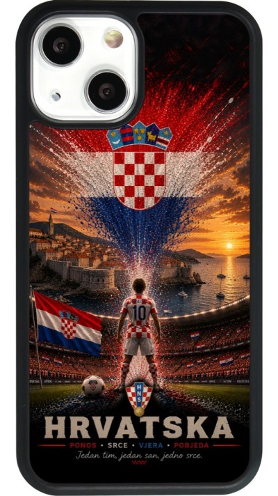 iPhone 13 mini Case Hülle - Silikon schwarz Fussball Kroatien splash 2026