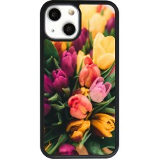 Coque iPhone 13 mini - Silicone rigide noir Bouquet of tulips Spring 2026