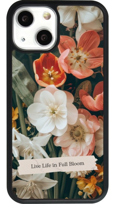 Coque iPhone 13 mini - Silicone rigide noir Full Bloom Spring 2026