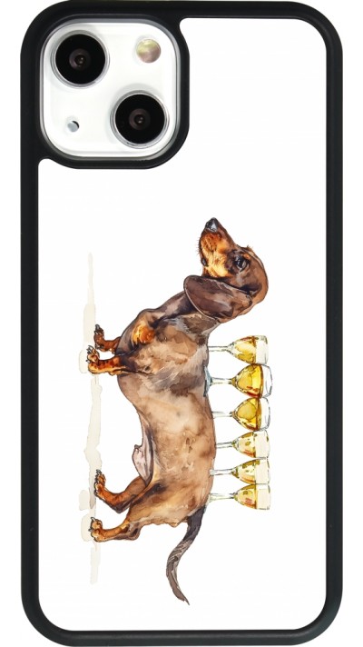 iPhone 13 mini Case Hülle - Silikon schwarz Wine Teckel