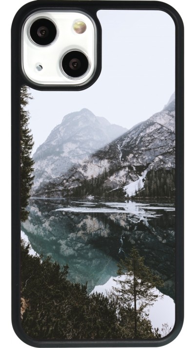 iPhone 13 mini Case Hülle - Silikon schwarz Winter 22 snowy mountain and lake