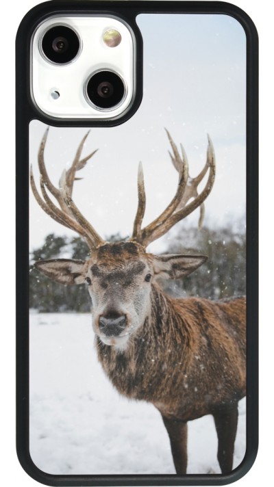 iPhone 13 mini Case Hülle - Silikon schwarz Winter 25 Winter reindeer