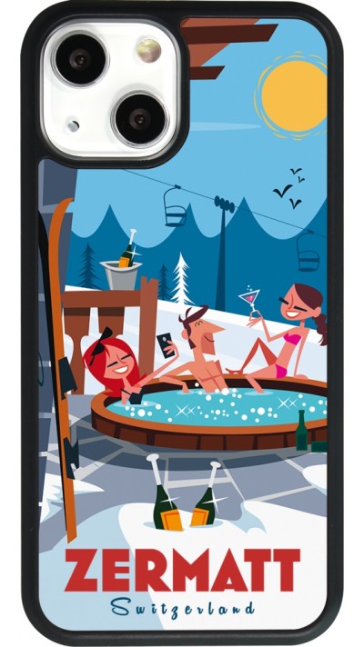 iPhone 13 mini Case Hülle - Silikon schwarz Zermatt Mountain Jacuzzi