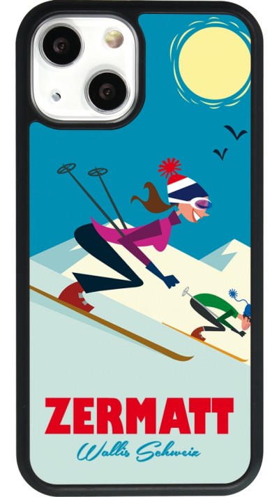 iPhone 13 mini Case Hülle - Silikon schwarz Zermatt Ski Downhill
