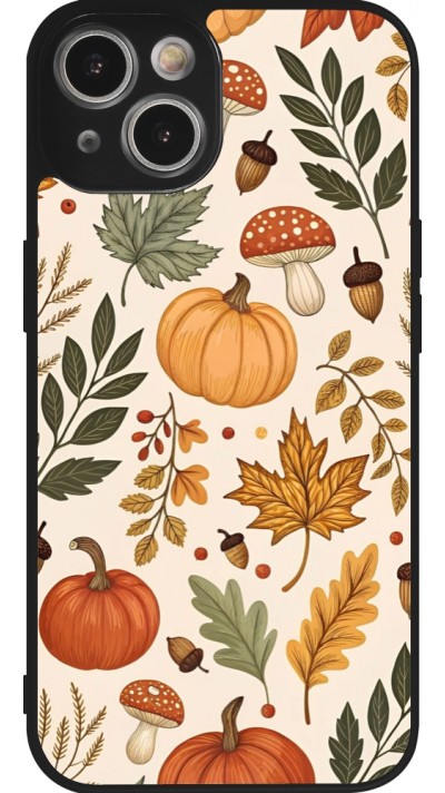 Coque iPhone 14 - Silicone rigide noir Autumn 25 Autumn pattern