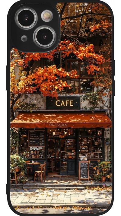 Coque iPhone 14 - Silicone rigide noir Autumn 25 Coffee shop