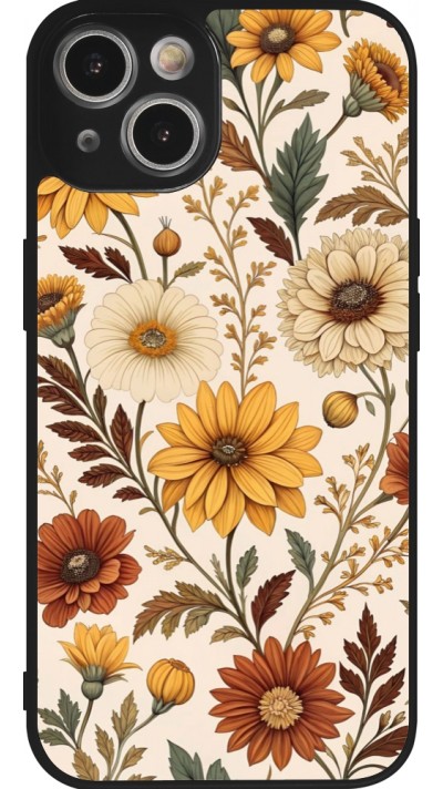 Coque iPhone 14 - Silicone rigide noir Autumn 25 Flower pattern