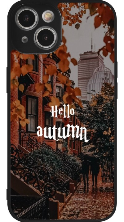Coque iPhone 14 - Silicone rigide noir Autumn 25 Hello autumn