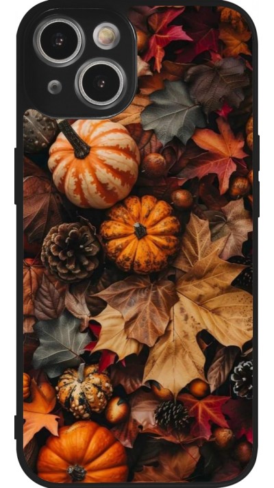 Coque iPhone 14 - Silicone rigide noir Autumn 25 Pumpkin