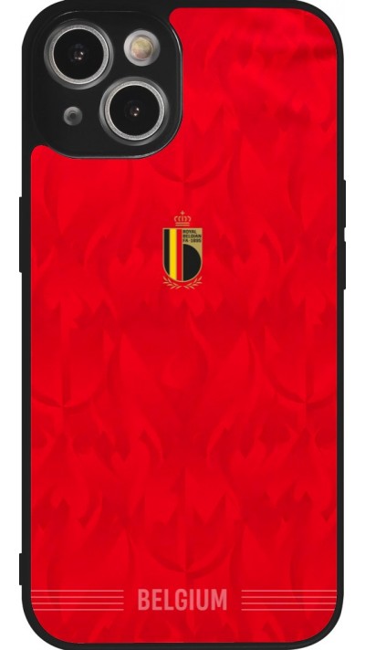 Coque iPhone 14 - Silicone rigide noir Maillot de football Belgique 2026 personnalisable