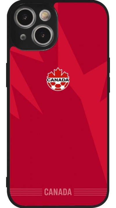 Coque iPhone 14 - Silicone rigide noir Maillot de football Canada 2026 personnalisable
