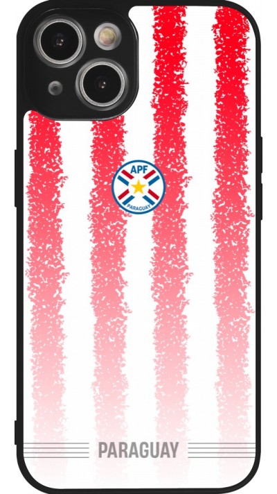 Coque iPhone 14 - Silicone rigide noir Maillot de football Paraguay 2026 personnalisable