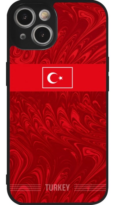 Coque iPhone 14 - Silicone rigide noir Maillot de football Turquie 2026 personnalisable