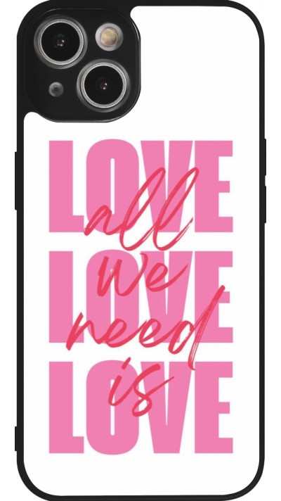 Coque iPhone 14 - Silicone rigide noir Saint Valentines Day 26 Love all we need is