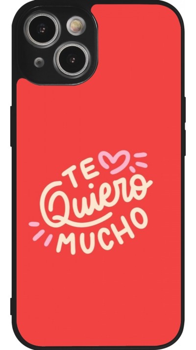 Coque iPhone 14 - Silicone rigide noir Saint Valentines Day 26 Te quiero mucho