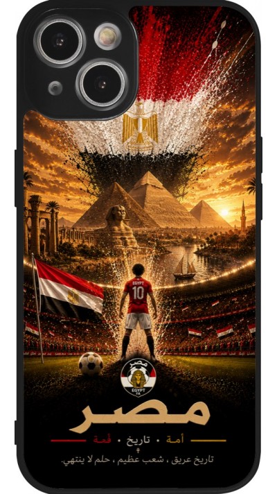 Coque iPhone 14 - Silicone rigide noir Football Égypte splash 2026