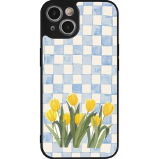 iPhone 14 Case Hülle - Silikon schwarz Blue vichy tulips Spring 2026