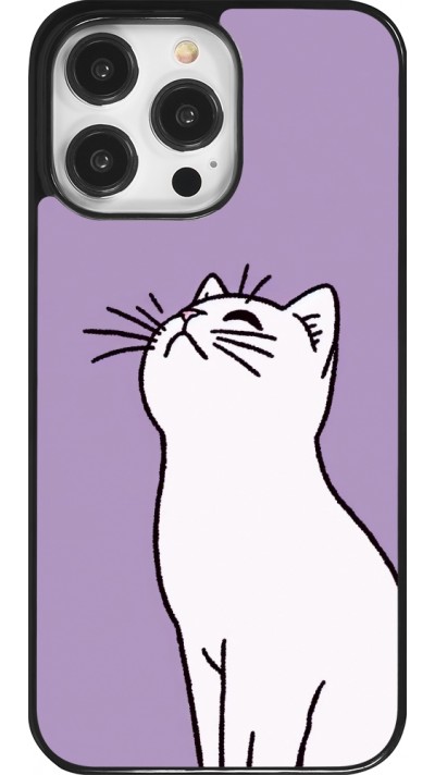 Coque iPhone 14 Pro Max - Chat sur fond violet
