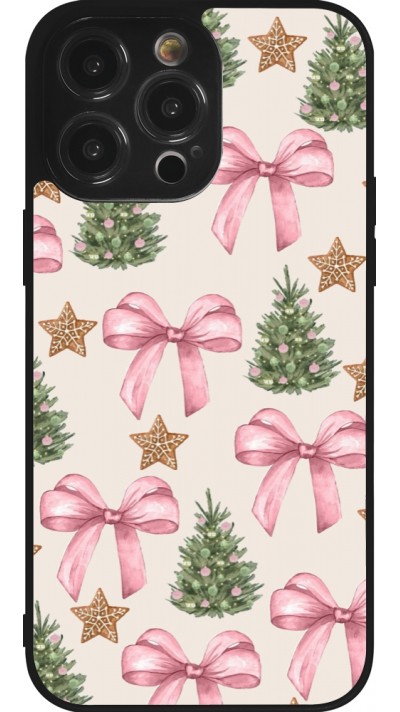 iPhone 14 Pro Max Case Hülle - Silikon schwarz Christmas 25 Vintage Ribbons