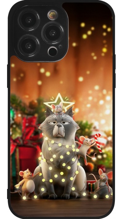 iPhone 14 Pro Max Case Hülle - Silikon schwarz Christmas 25 Xmas Cat
