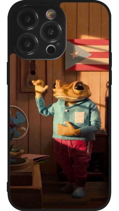 Coque iPhone 14 Pro Max - Silicone rigide noir Dancing frog DTMF