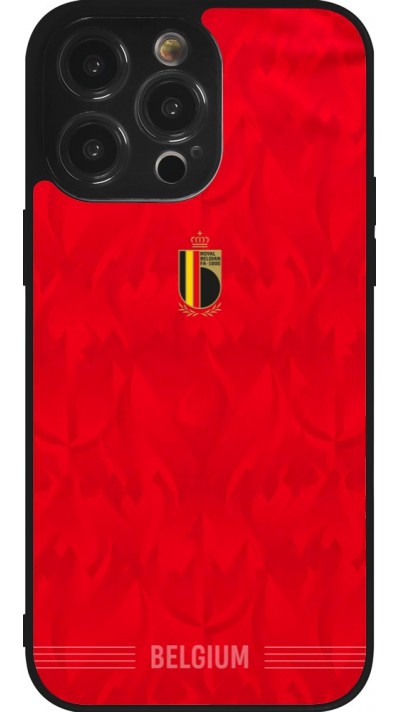 Coque iPhone 14 Pro Max - Silicone rigide noir Maillot de football Belgique 2026 personnalisable