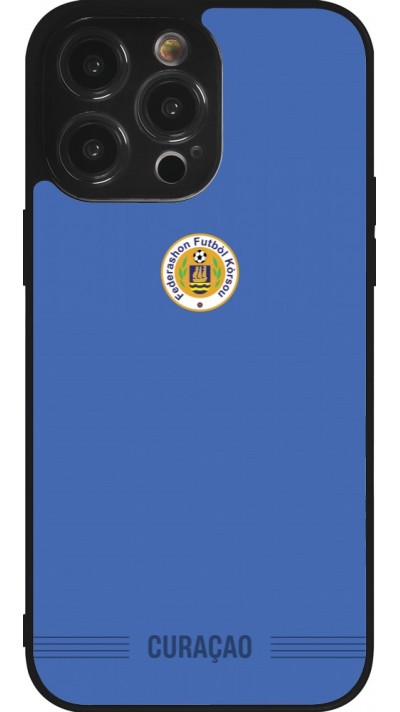 Coque iPhone 14 Pro Max - Silicone rigide noir Maillot de football Curaçao 2026 personnalisable