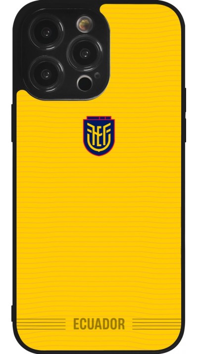 Coque iPhone 14 Pro Max - Silicone rigide noir Maillot de football Équateur 2026 personnalisable