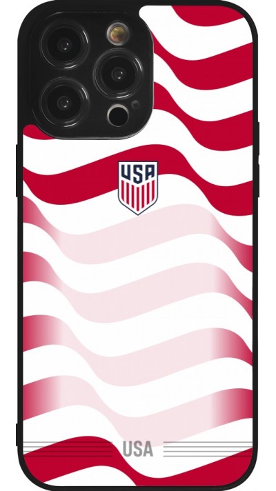 Coque iPhone 14 Pro Max - Silicone rigide noir Maillot de football États-Unis 2026 personnalisable