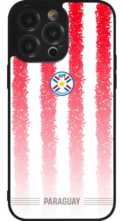 Coque iPhone 14 Pro Max - Silicone rigide noir Maillot de football Paraguay 2026 personnalisable