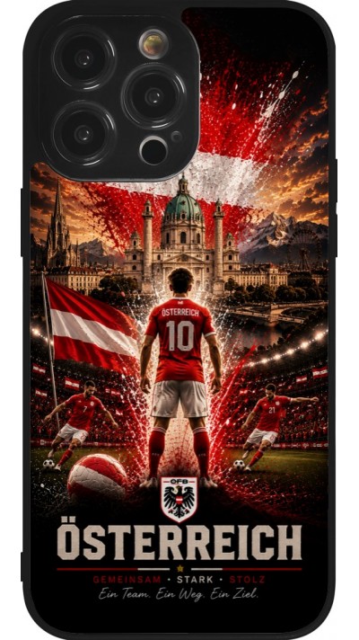 Coque iPhone 14 Pro Max - Silicone rigide noir Football Autriche splash 2026