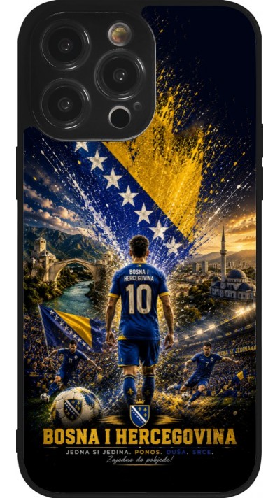 Coque iPhone 14 Pro Max - Silicone rigide noir Football Bosnie-Herzégovine splash 2026