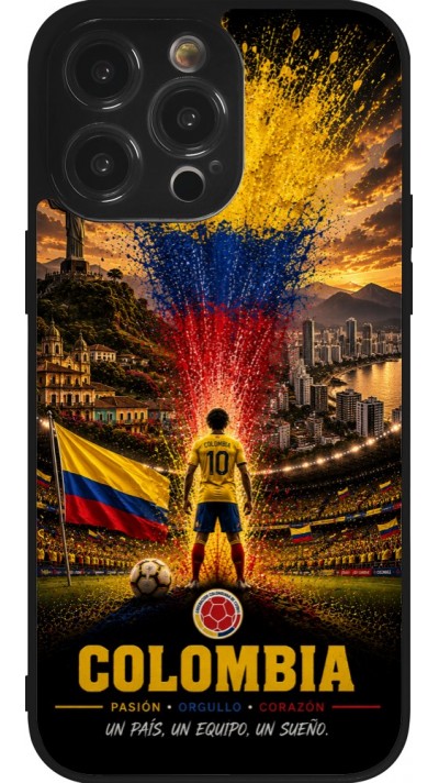 Coque iPhone 14 Pro Max - Silicone rigide noir Football Colombie splash 2026