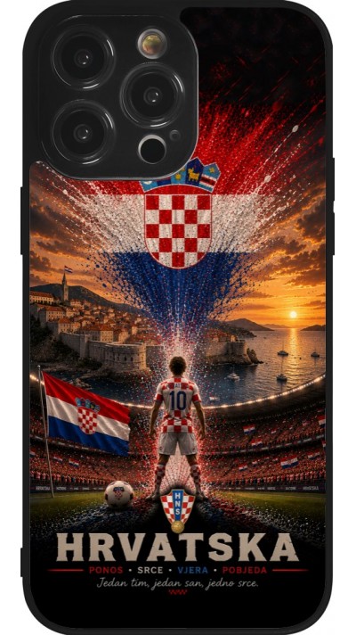 Coque iPhone 14 Pro Max - Silicone rigide noir Football Croatie splash 2026