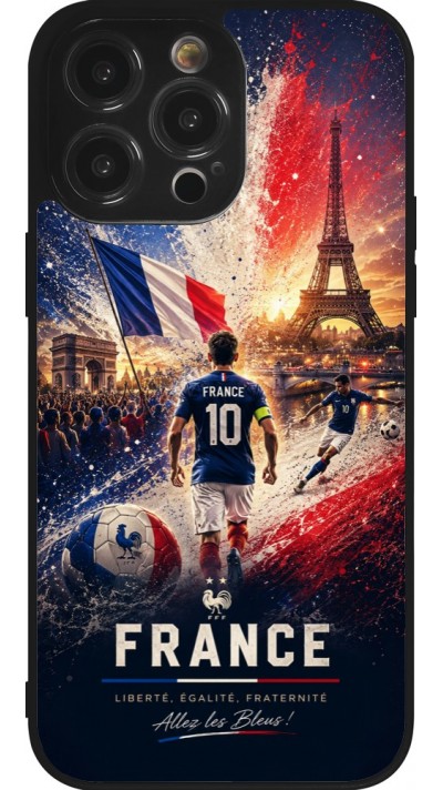 Coque iPhone 14 Pro Max - Silicone rigide noir Football France splash 2026