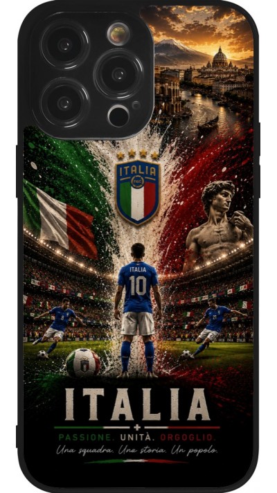Coque iPhone 14 Pro Max - Silicone rigide noir Football Italie splash 2026