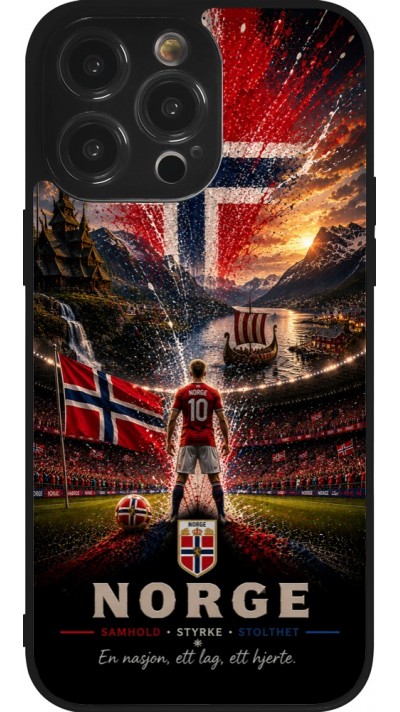 Coque iPhone 14 Pro Max - Silicone rigide noir Football Norvège splash 2026