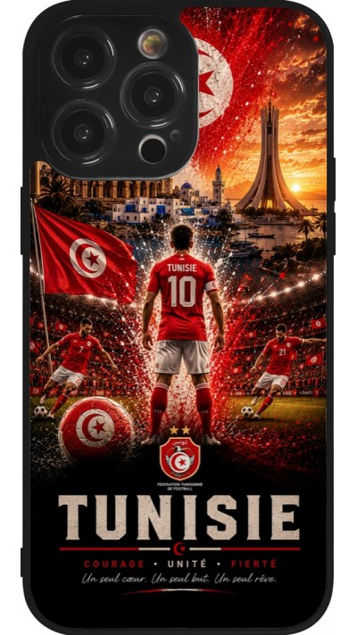 Coque iPhone 14 Pro Max - Silicone rigide noir Football Tunisie splash 2026
