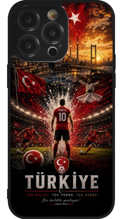 Coque iPhone 14 Pro Max - Silicone rigide noir Football Turquie splash 2026