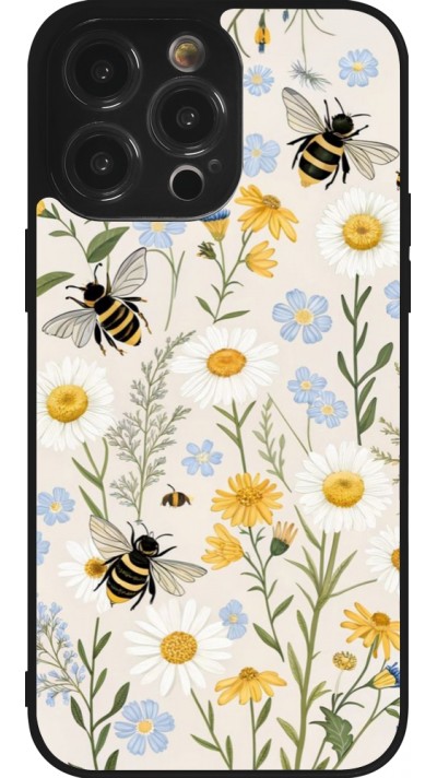 Coque iPhone 14 Pro Max - Silicone rigide noir Pattern bees Spring 2026