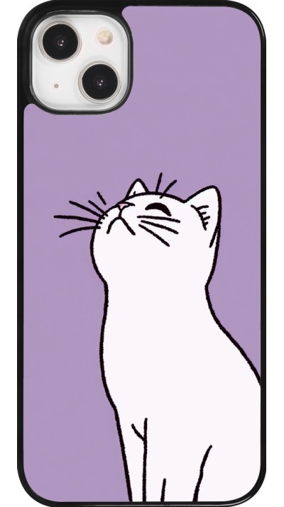 Coque iPhone 14 Plus - Chat sur fond violet