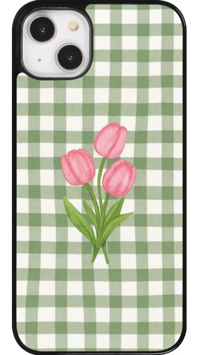 Coque iPhone 14 Plus - Green vichy tulips Spring 2026