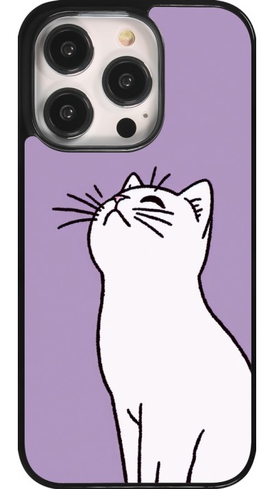 Coque iPhone 14 Pro - Chat sur fond violet