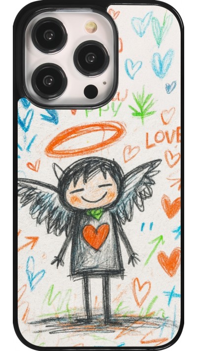 Coque iPhone 14 Pro - Little Angel Sketch Love