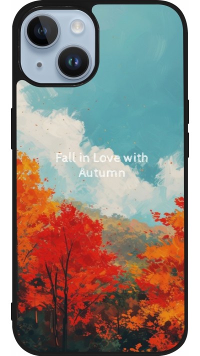 Coque iPhone 15 - Silicone rigide noir Autumn 25 Fall in love