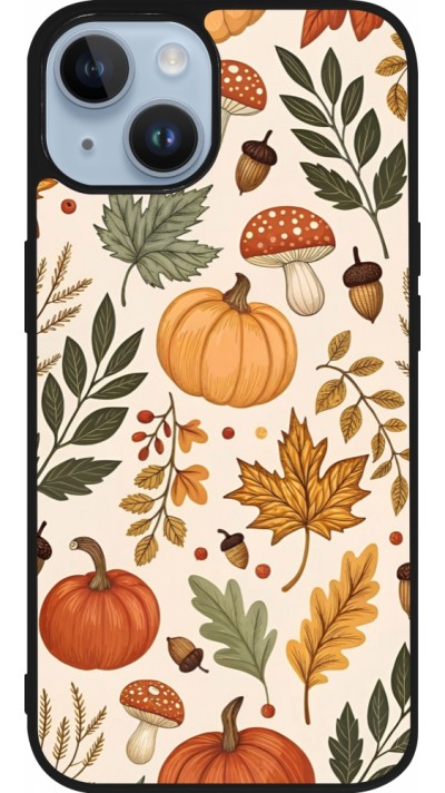 Coque iPhone 15 - Silicone rigide noir Autumn 25 Autumn pattern