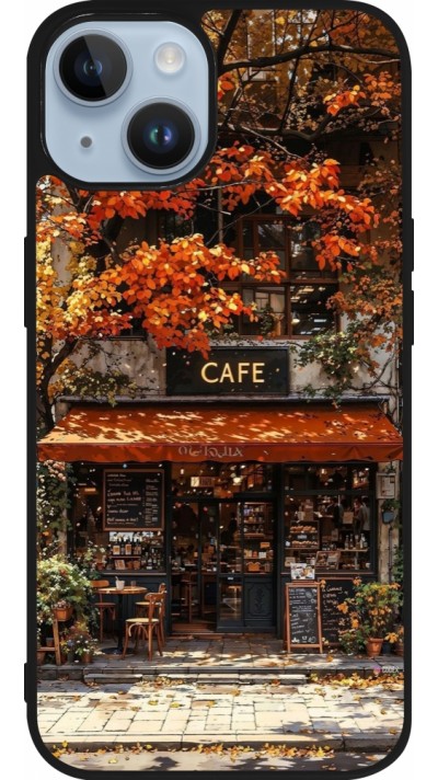 Coque iPhone 15 - Silicone rigide noir Autumn 25 Coffee shop