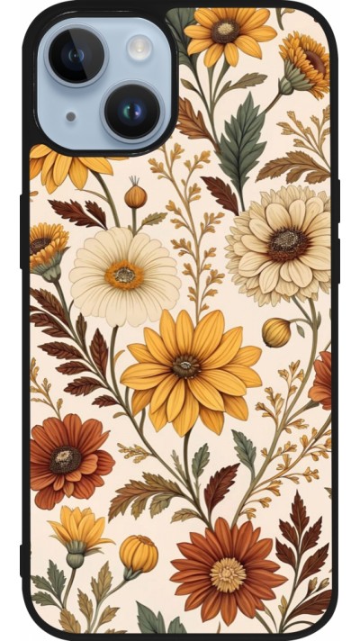 Coque iPhone 15 - Silicone rigide noir Autumn 25 Flower pattern